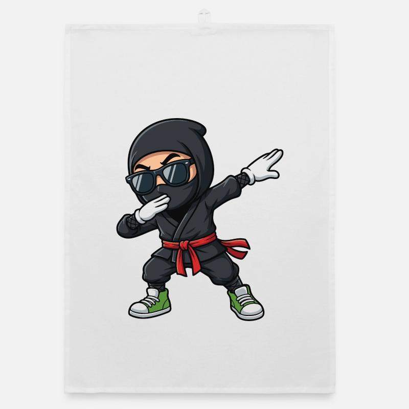Funny Dabbing Ninja Cartoon Organic dish towel