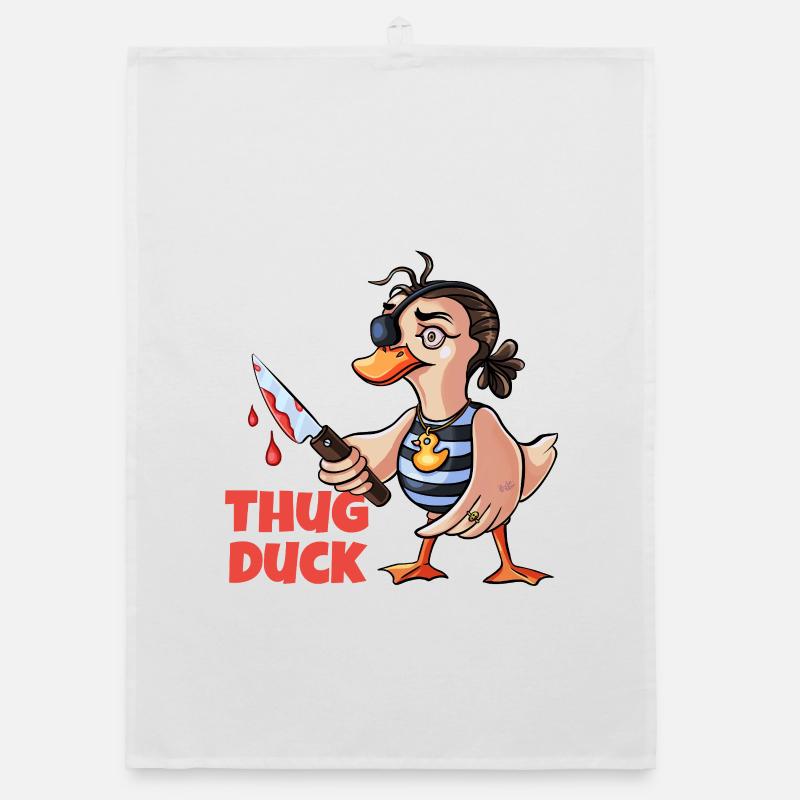 Thug Duck hält ein Messer-Meme Organic Geschirrtuch