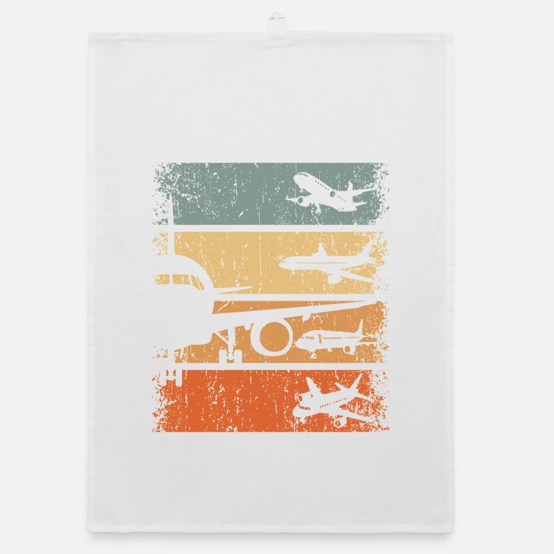 Flugzeug Pilot Retro Luftfahrt Flugverkehr Flieger - Organic Geschirrtuch - Weiß
