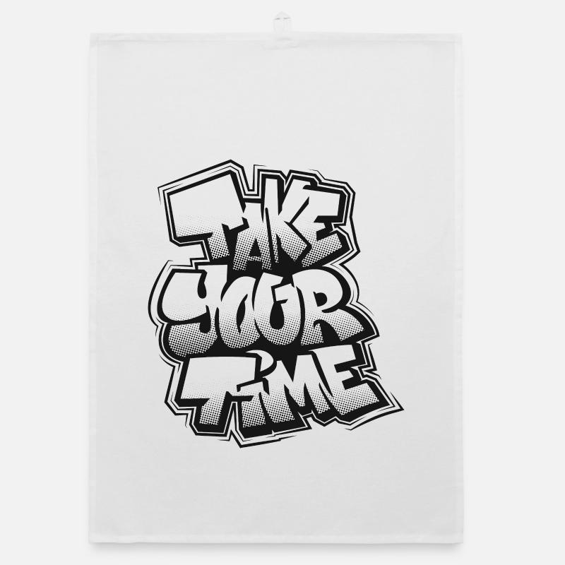 Take Your Time Graffiti Organic dish towel