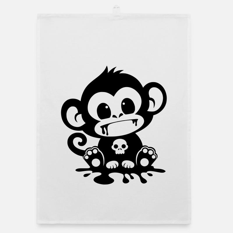 Spooky Affe mit Totenkopf Organic Geschirrtuch