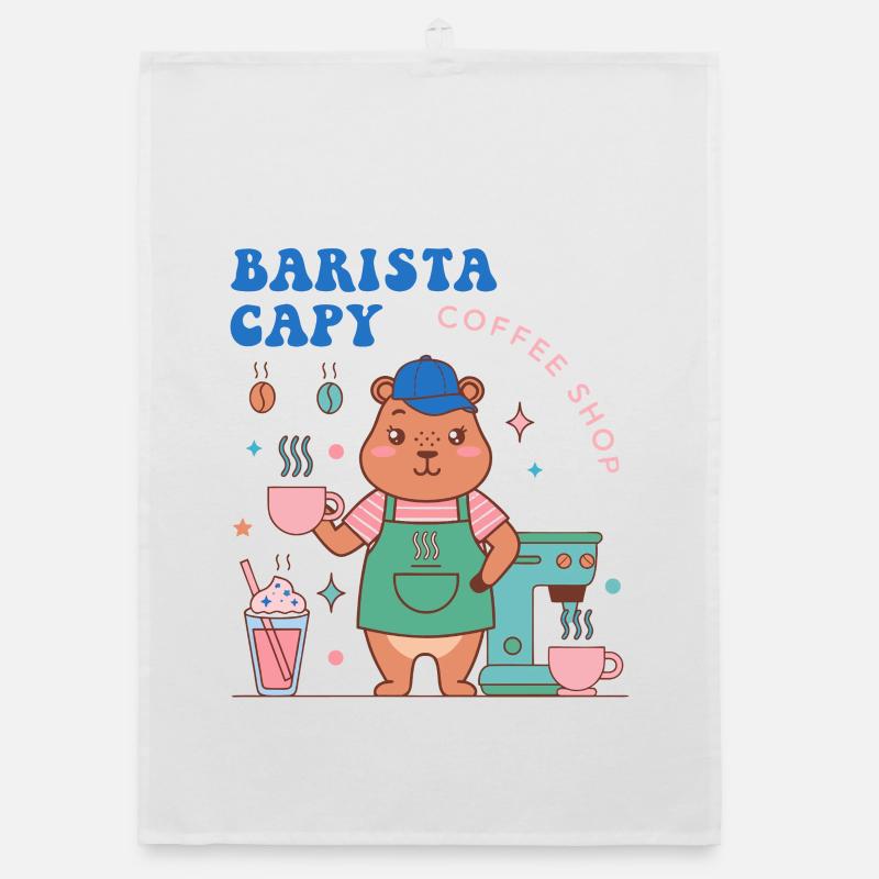 Charme du Café Barista de Capy - Torchon bio - blanc