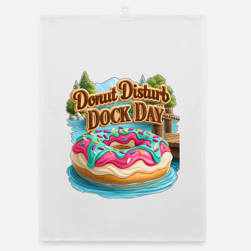 Donut Disturb Dock Day Organic dish towel