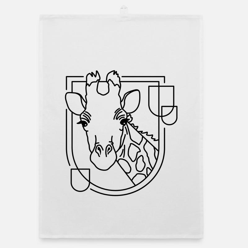 Girafe en forme géométrique - Conception d’art au trait Torchon bio