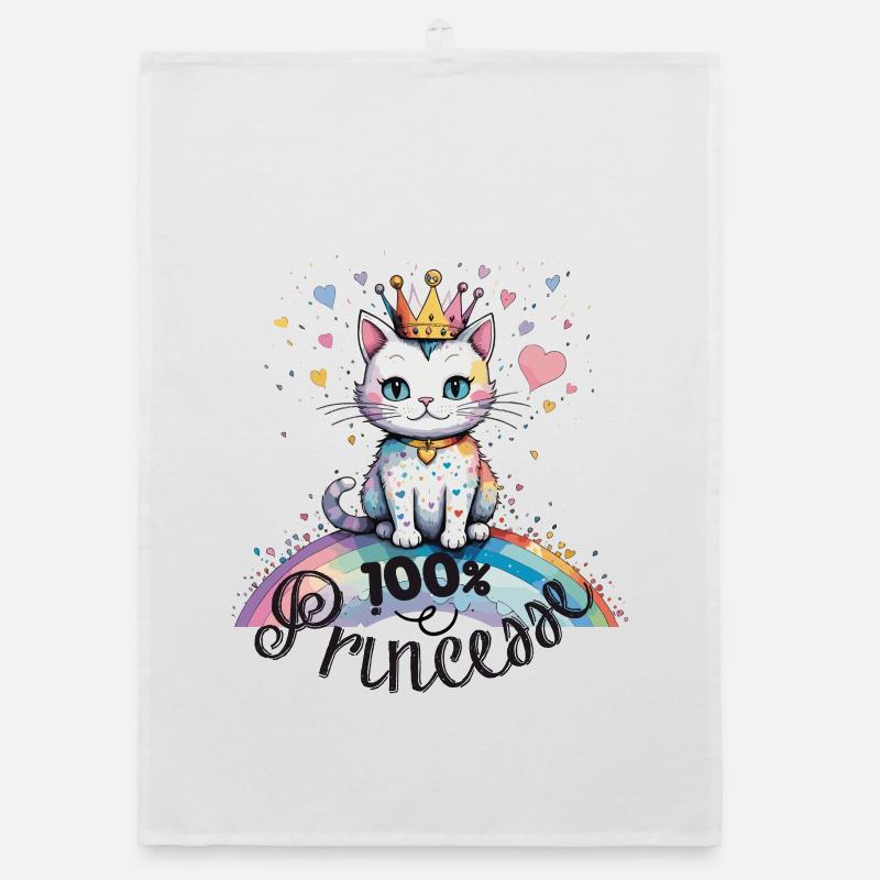 100% princesse, humour de chat ! Torchon bio