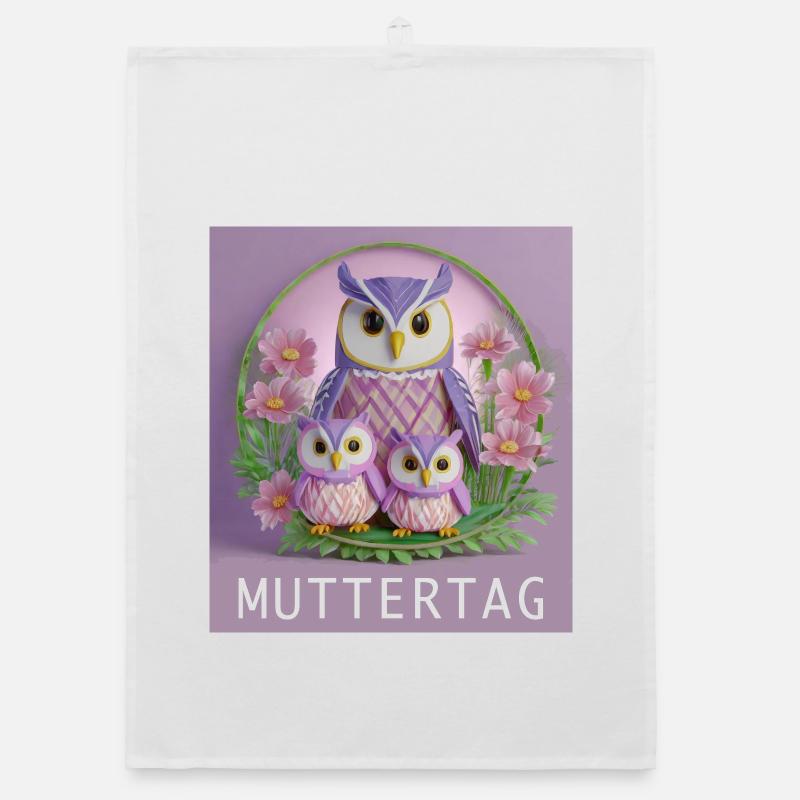 Muttertag Eulenfamilie Organic Geschirrtuch