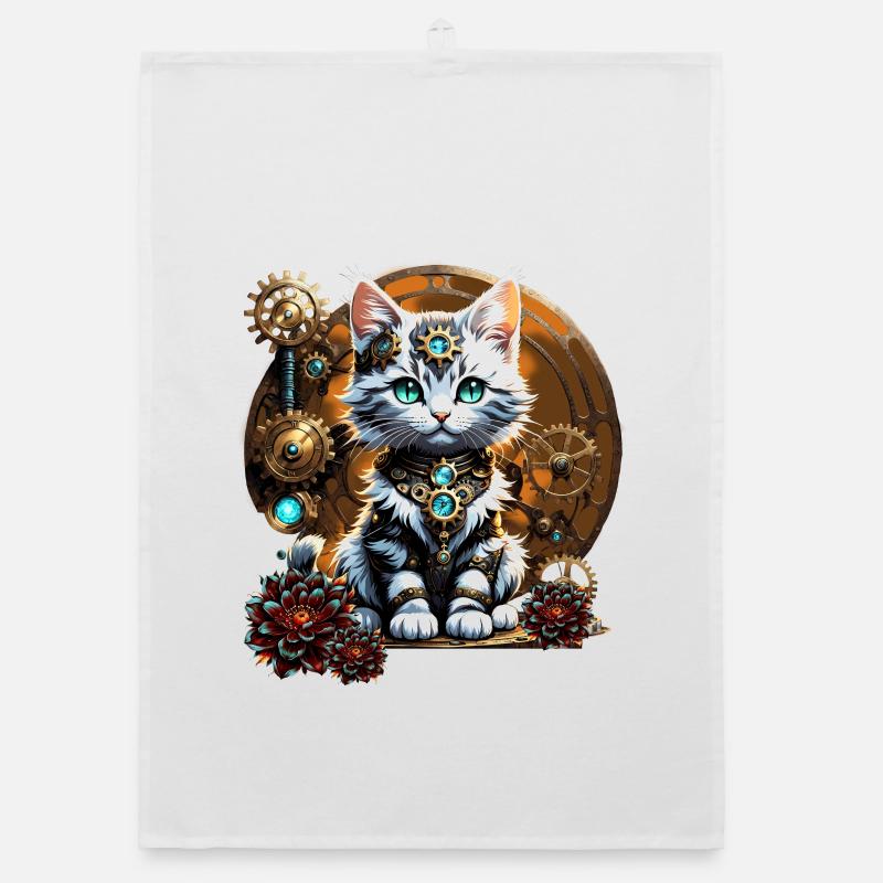 Un mignon petit chaton de style steampunk Torchon bio