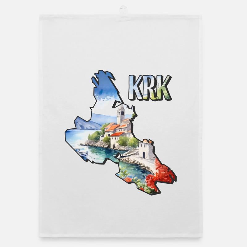 Watercolor Map Krk Organic dish towel