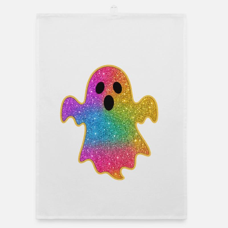 Halloween Rainbow Glitter Ghost Organic dish towel