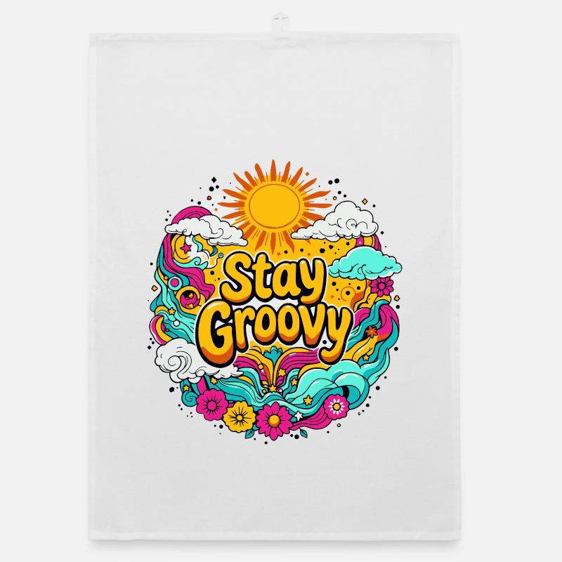 Psychedelisch Retro Organic Geschirrtuch