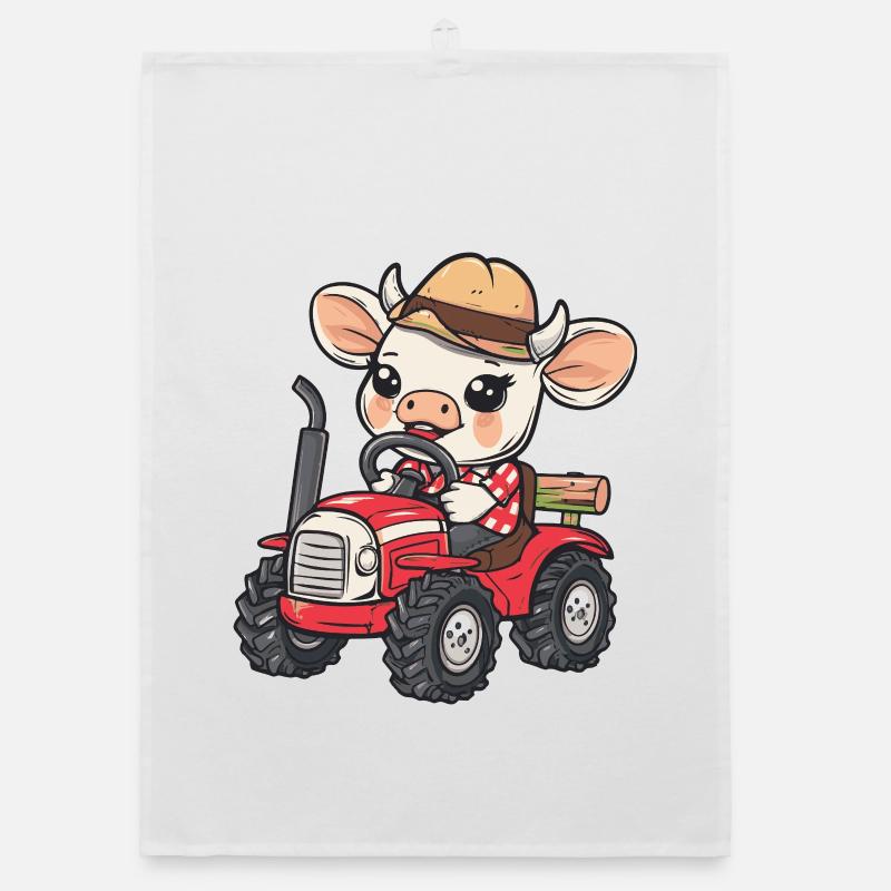 Bull Tractor Farmer Organic dish towel