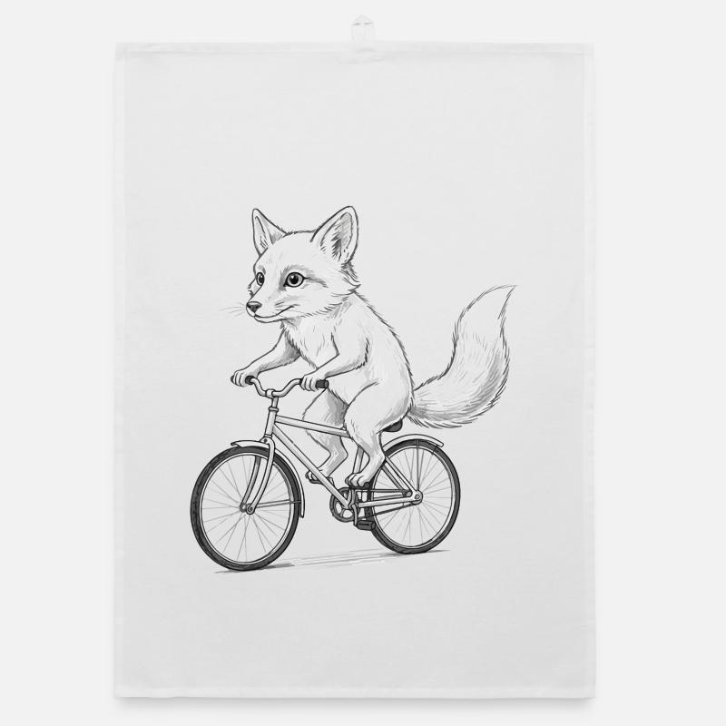 Sketch cycliste Fox à vélo Torchon bio