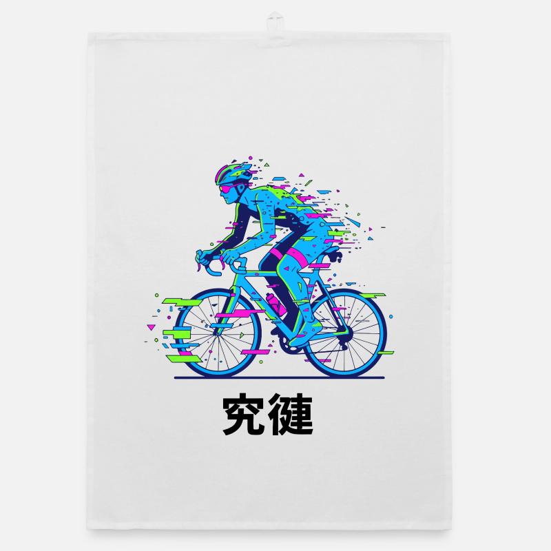 Neon Glitch Cyclist Organic dish towel