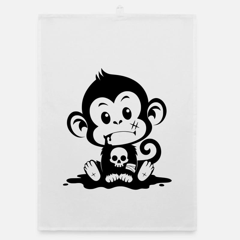 Singe mignon dans un style inquiétant Torchon bio
