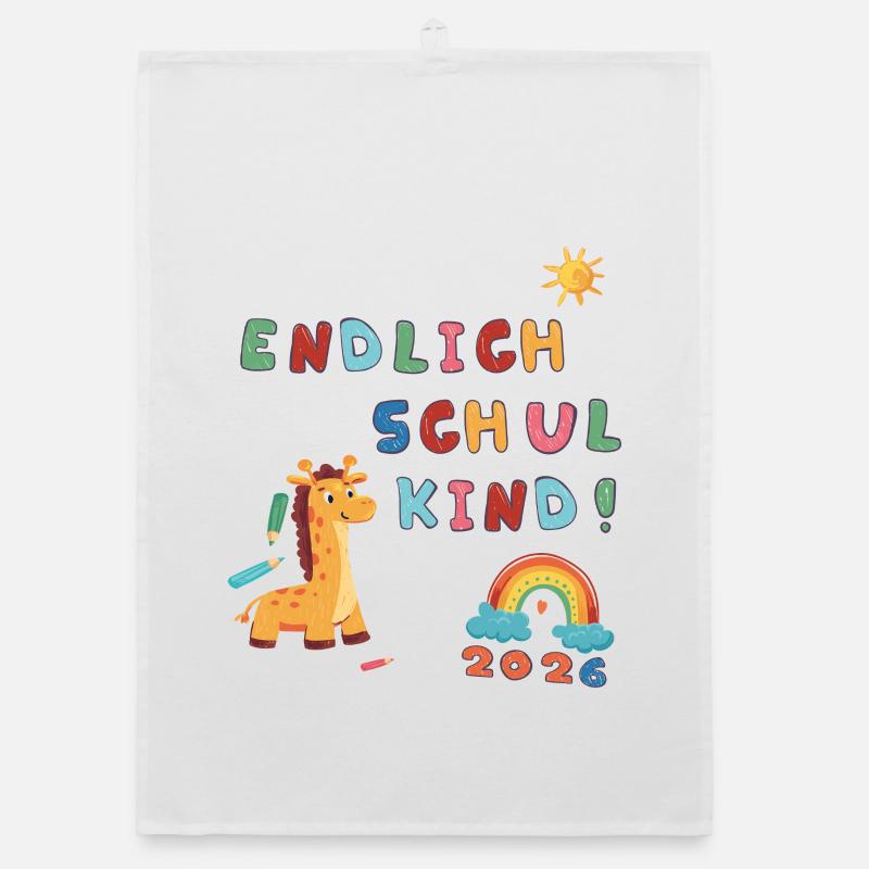 Endlich Schulkind 2026  - Organic Geschirrtuch - Weiß