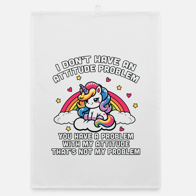 Unicorn mit Regenbogen Attitüde nicht mein Problem Organic Geschirrtuch