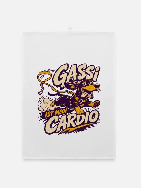 Gassi Ist Mein Cardio – Hundelust - Organic Geschirrtuch - Weiß - Vorne