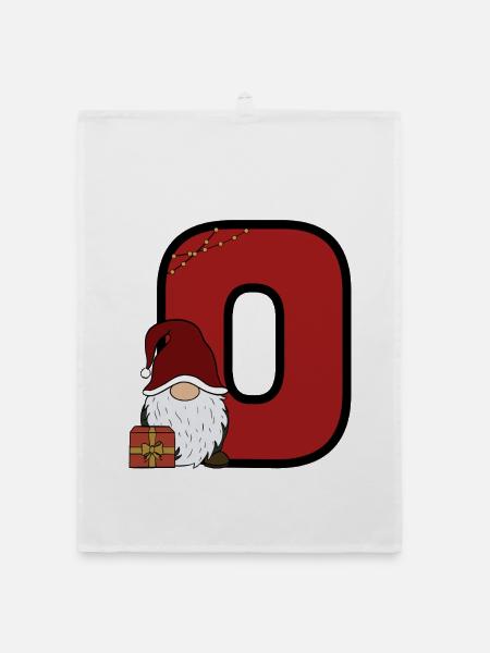 Roter Null Weihnachtsmann Design - Organic Geschirrtuch - Weiß - Vorne