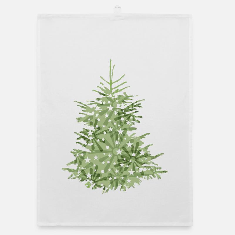 grüner Christbaum, Tannenbaum oder Weihnachtsbaum - Organic Geschirrtuch - Weiß