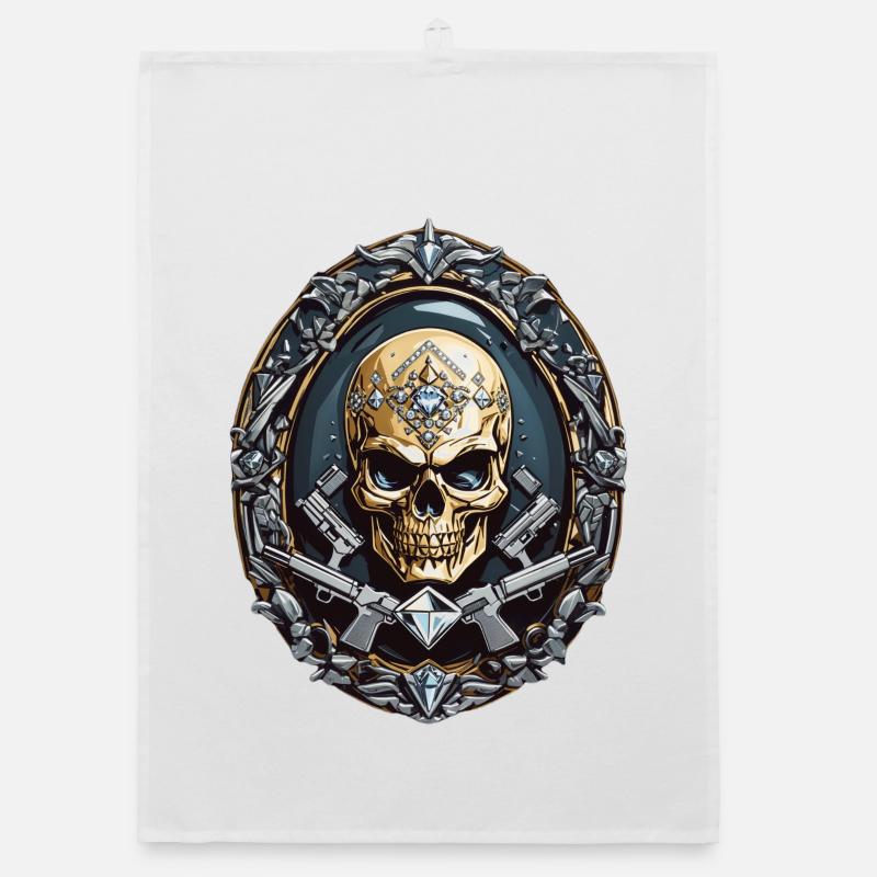 Skull with diamonds Organic dish towel