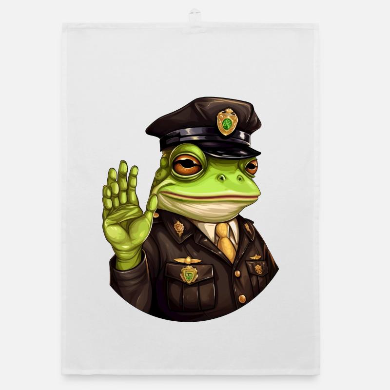 Frog Policeman Organic dish towel