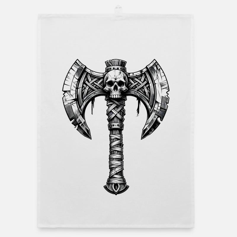 Design de crâne de hache lançant une hache Torchon bio