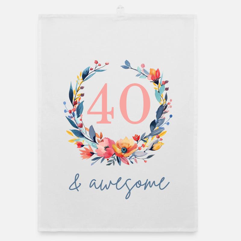 40 & awesome! personalisierbar Organic Geschirrtuch