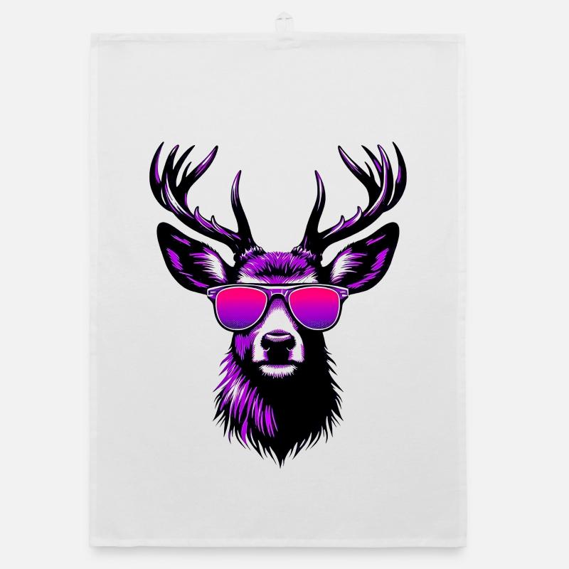 Hirsch mit Sonnenbrille Organic Geschirrtuch