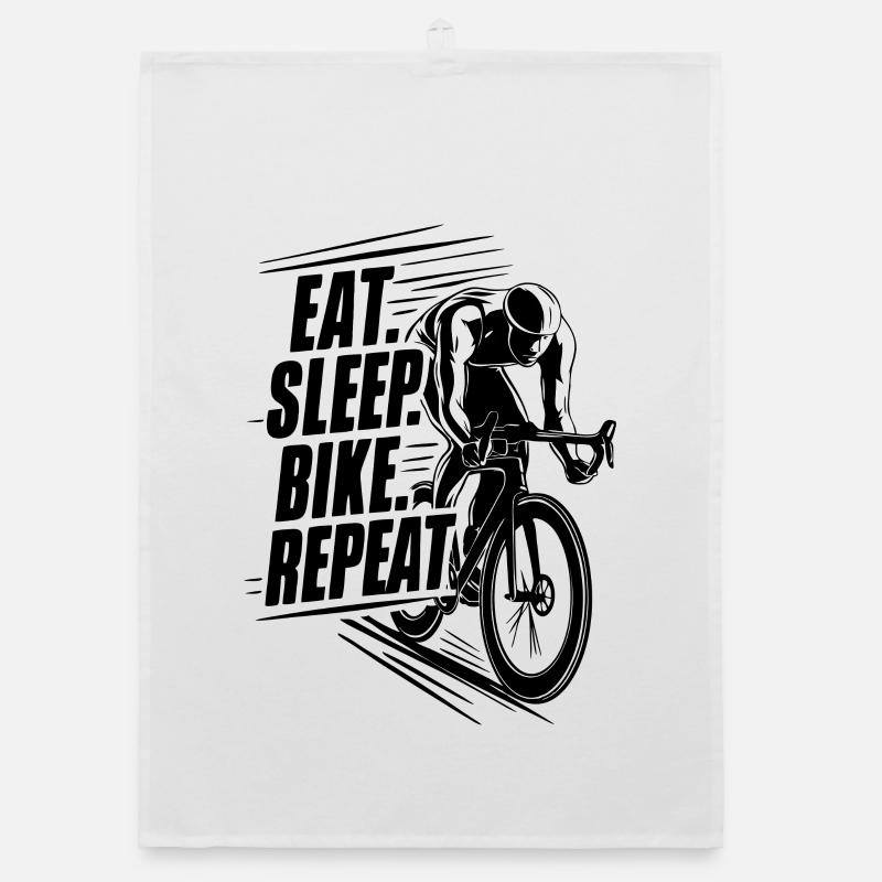 Cycliste en action Silhouette, manger dormir vélo répéter Torchon bio