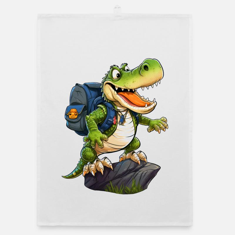 Crocodile Hiking / Mountaineering Crocodiles Organic dish towel