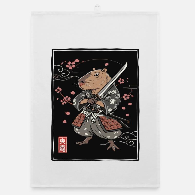 Samurai Ferret Illustration Organic dish towel