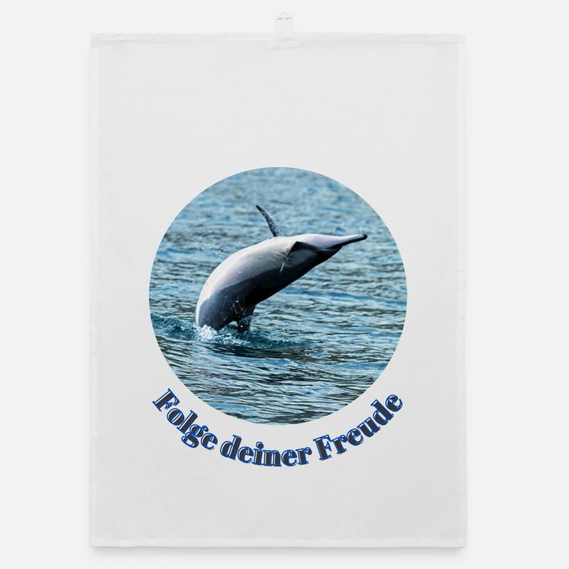 Lebensfreude pur– Springender Delfin vor Mauritius Organic Geschirrtuch
