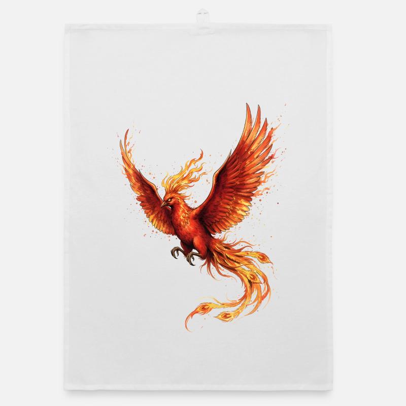 Firebird Phoenix with Fire Wings Organic dish towel