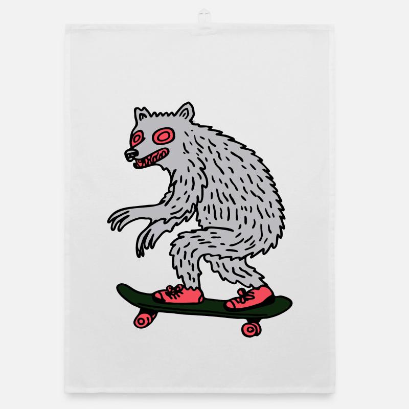 Mondschein-Werwolf-Skateboarder Organic Geschirrtuch