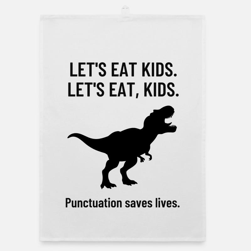 Professeur d’anglais Funny Grammar High School T-Rex - Torchon bio - blanc