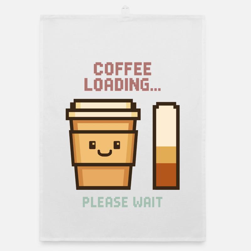 Coffee Loading Pixel Art - Morgenstart mit Charme Organic Geschirrtuch