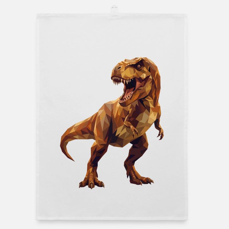Geometric T-Rex Dinosaur Low Poly Earth Tones Organic dish towel