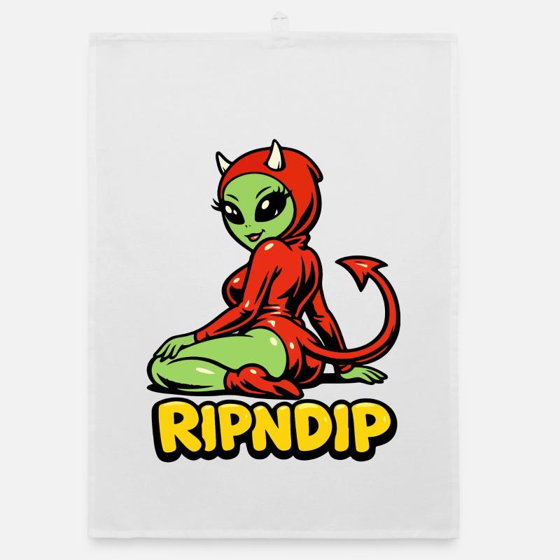 Fille démoniaque en sweat à capuche rouge Torchon bio