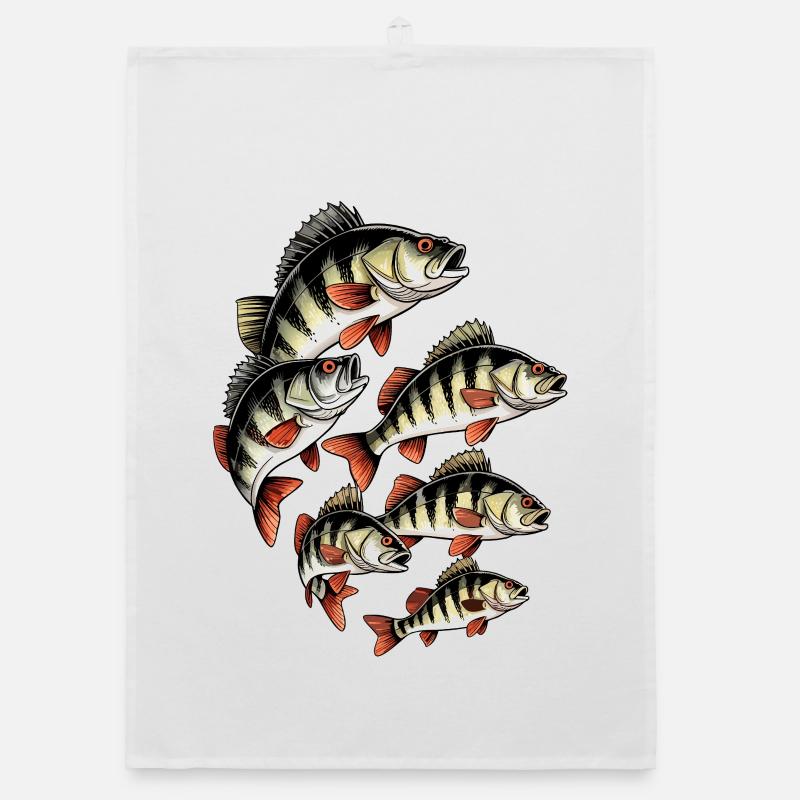 Perch School sur le noir Torchon bio