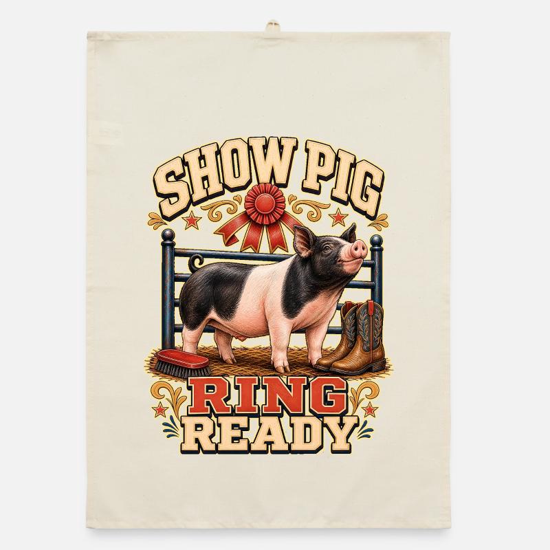 SHOW PIG RING READY Organic dish towel