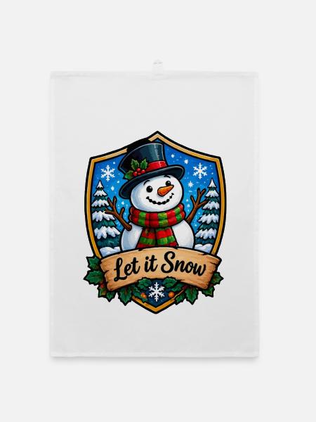 Let it Snow Schneemann Shield - Organic Geschirrtuch - Weiß - Vorne