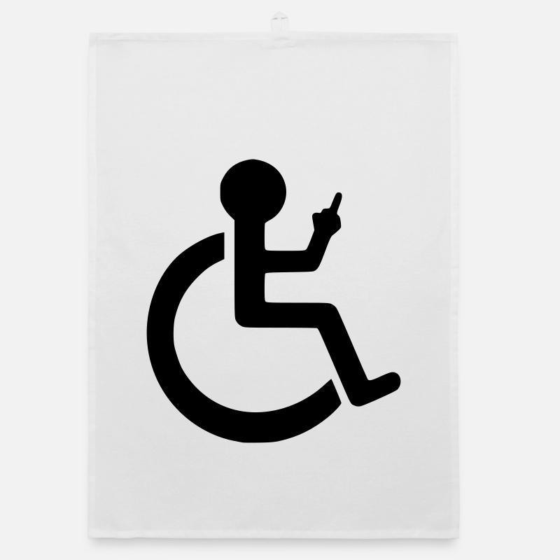 Rollstuhlfahrer mit Mittelfinger # Organic Geschirrtuch
