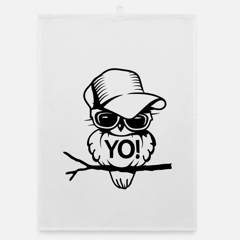 Bird with sunglasses and baseball cap Organic dish towel