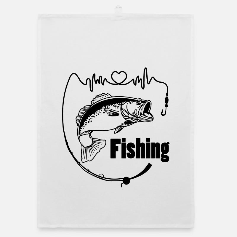 Fishing rod with fish Organic dish towel