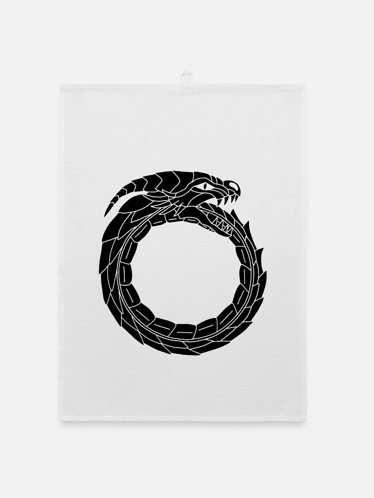 Devouring Black Dragon - Organic dish towel - white - Front
