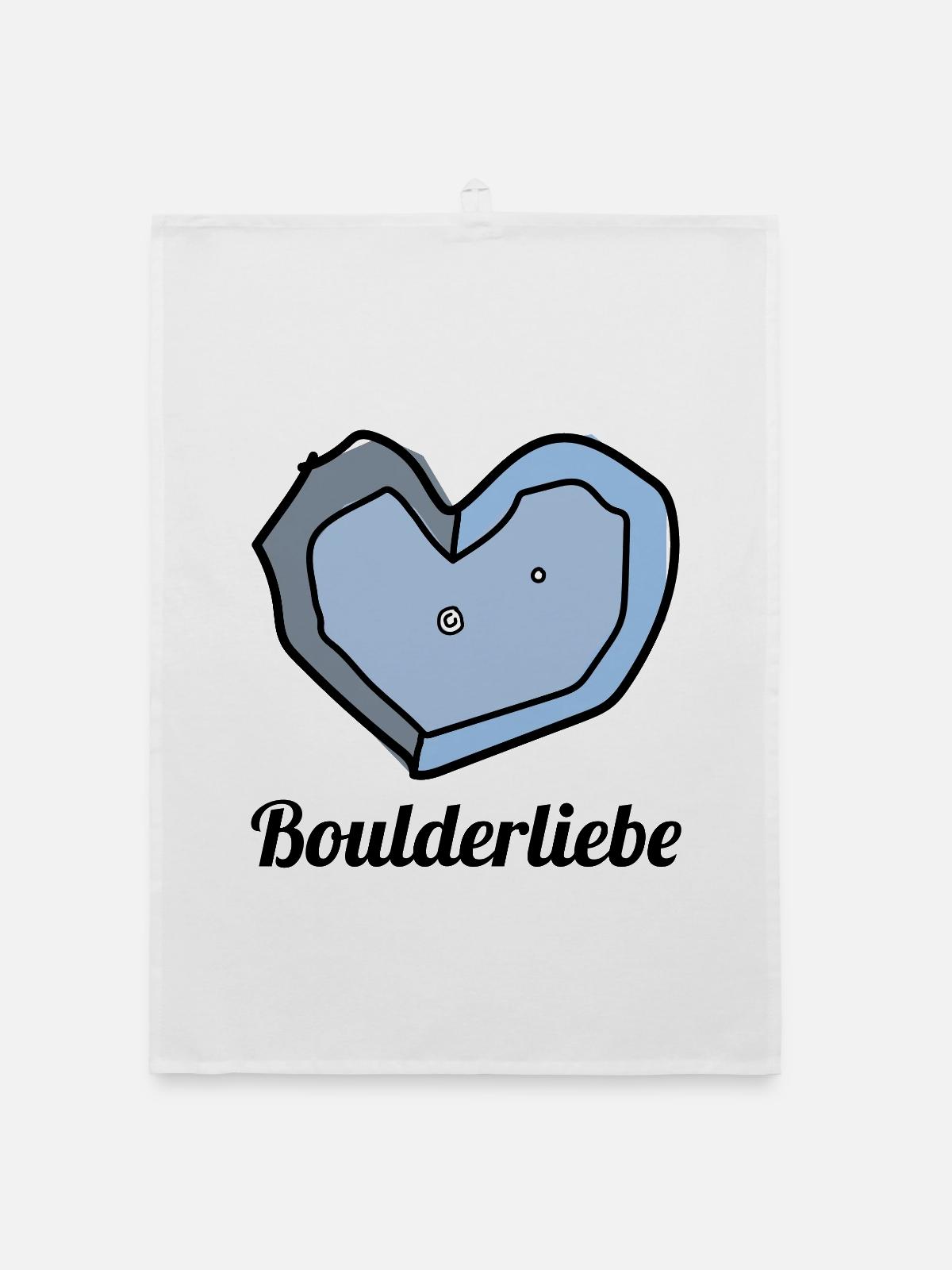 boulderliebe blau text - Organic Geschirrtuch - Weiß - Vorne