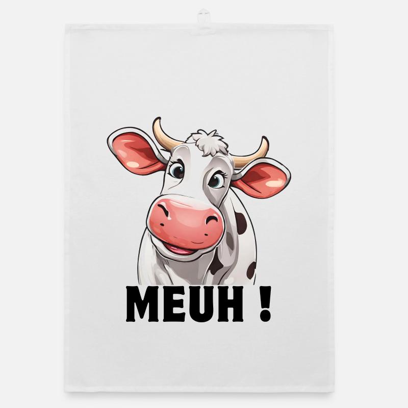 vache, vache laitière, éleveur de vaches - Torchon bio - blanc