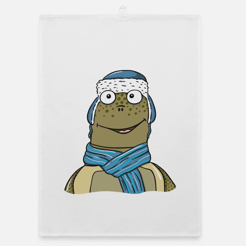 Turtle in winter Organic dish towel