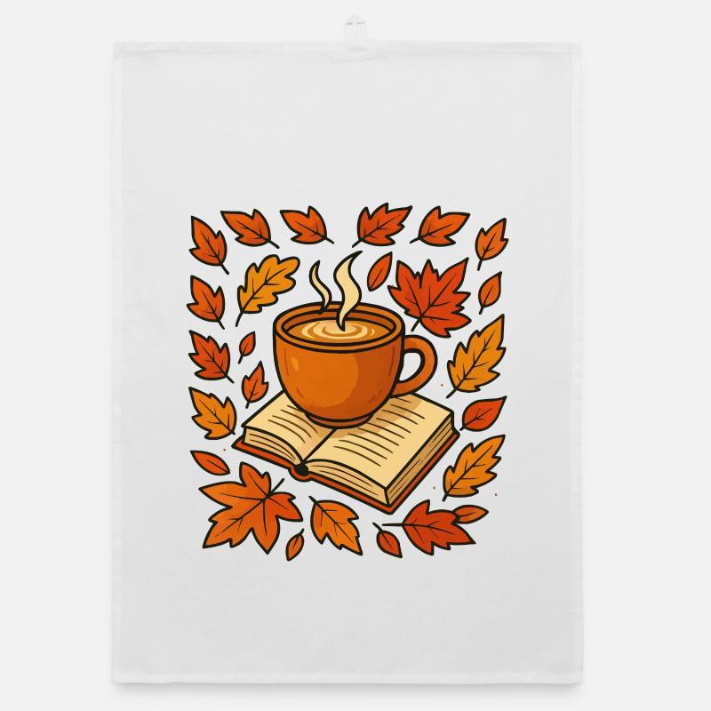 Herbstlese: Kaffee & Buch Organic Geschirrtuch