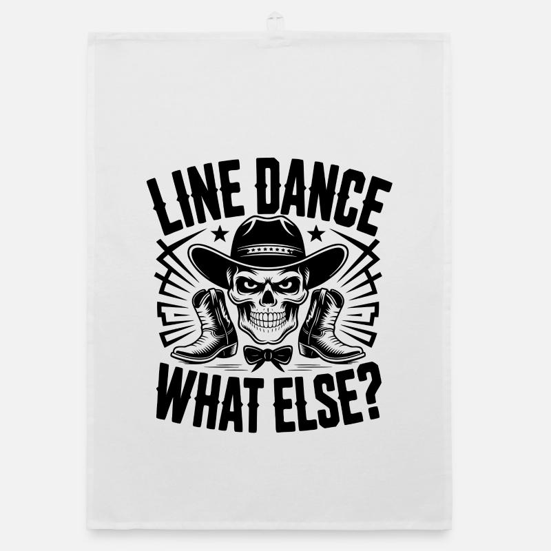 Line Dance – What Else? Western Skull Cowboy Dance Organic dish towel